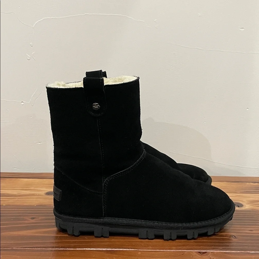 Tommy Bahama Fur Lined Boots Black Suede Size 8 Warm Winter Snow Boots